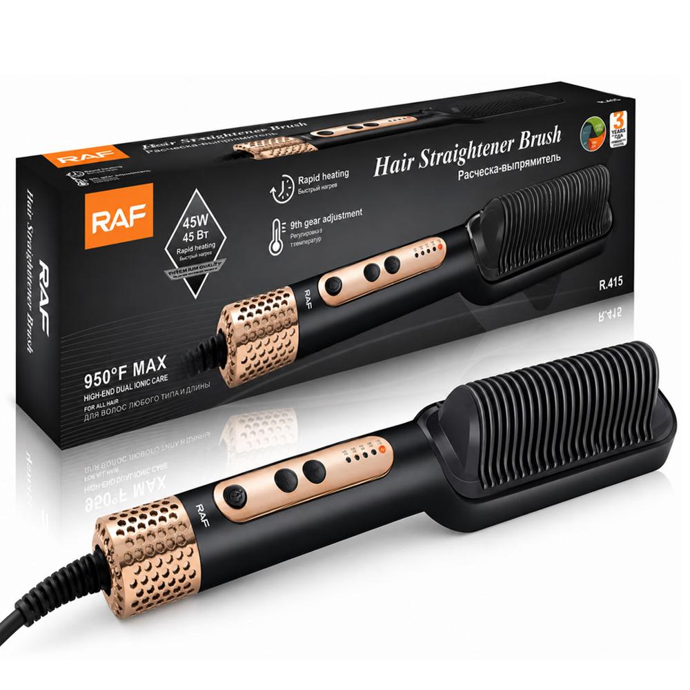 Cepillo Peine Alisador Cabello Ceramico Color Negro