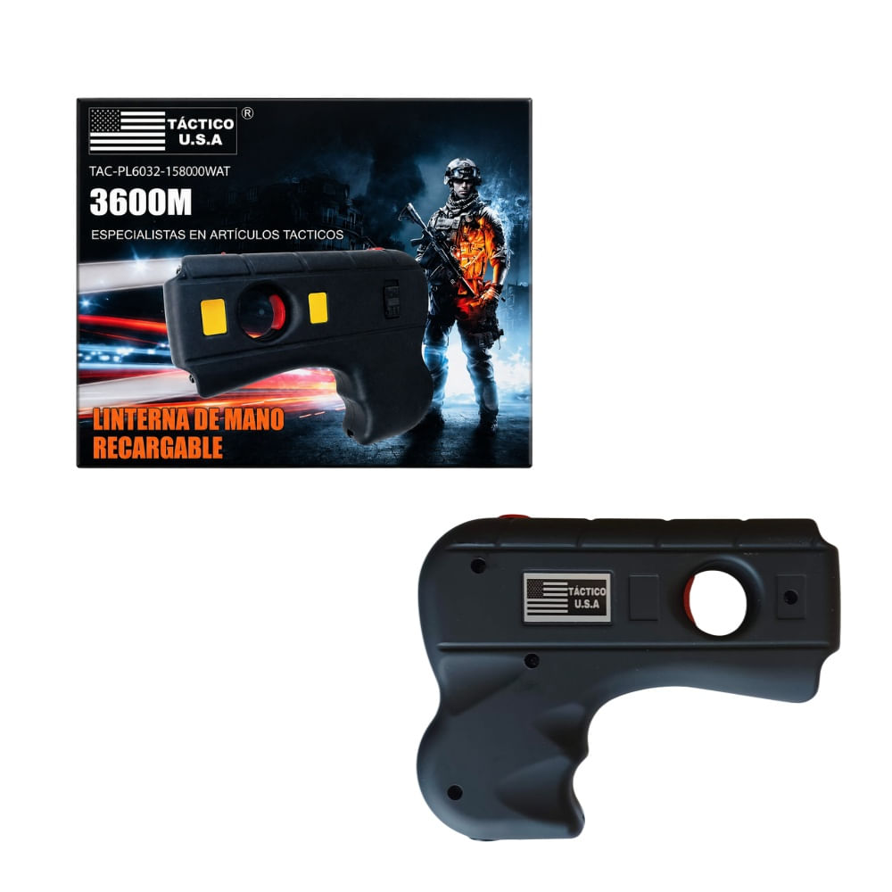 Electroshock de Defensa con Linterna tipo Pistola con Seguro TAC-PL6032