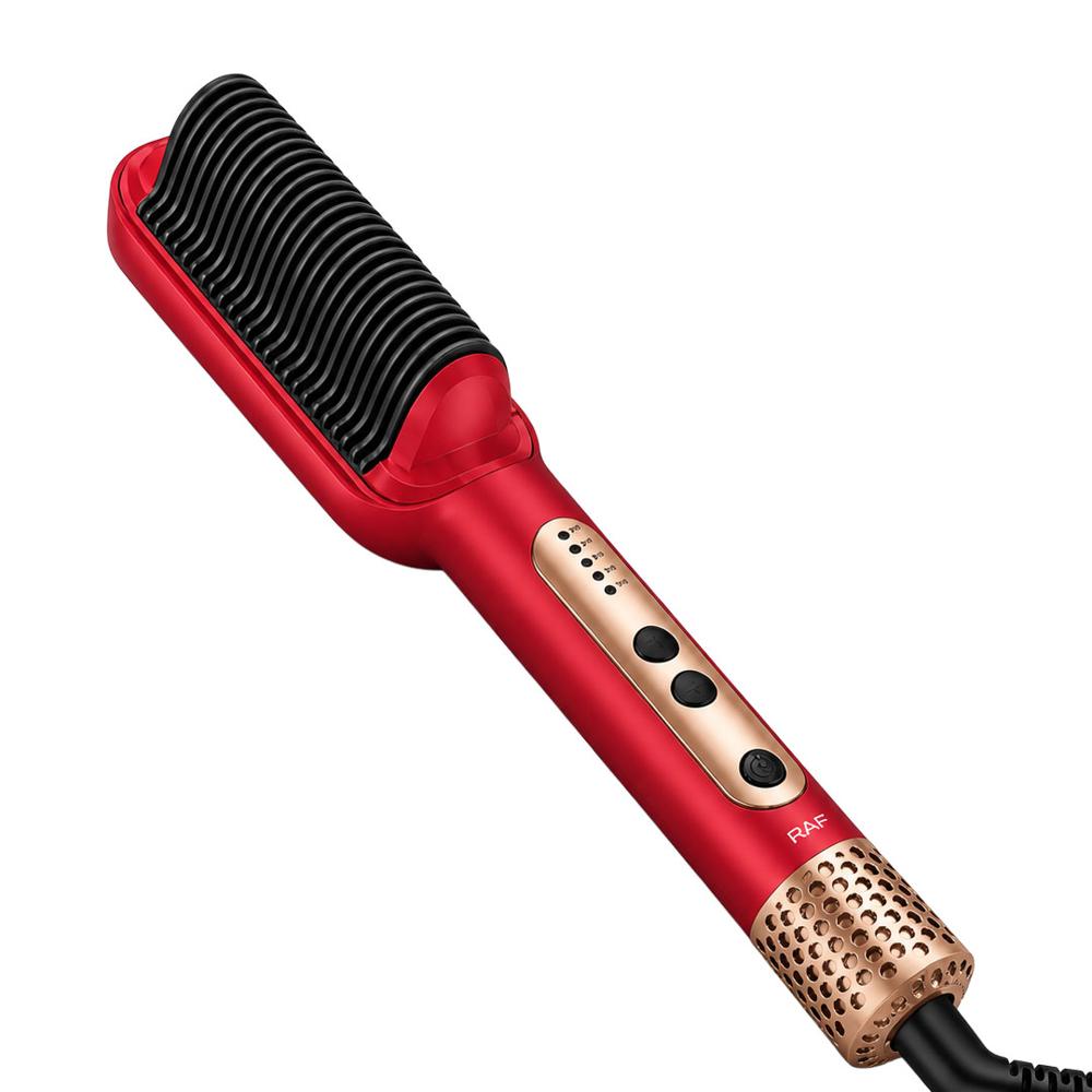 Cepillo Peine Alisador Cabello Ceramico Color Rojo