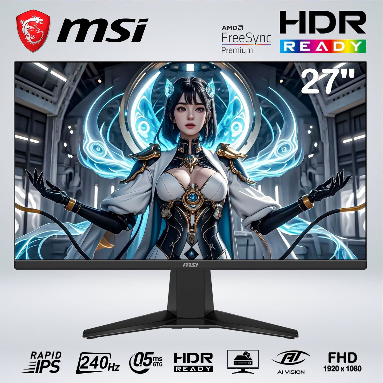 MONITOR GAMER MAG 272F X24 FULL HD 27 PULGADAS rapid IPS 240hz 0.5ms HDR AI VISION AMD