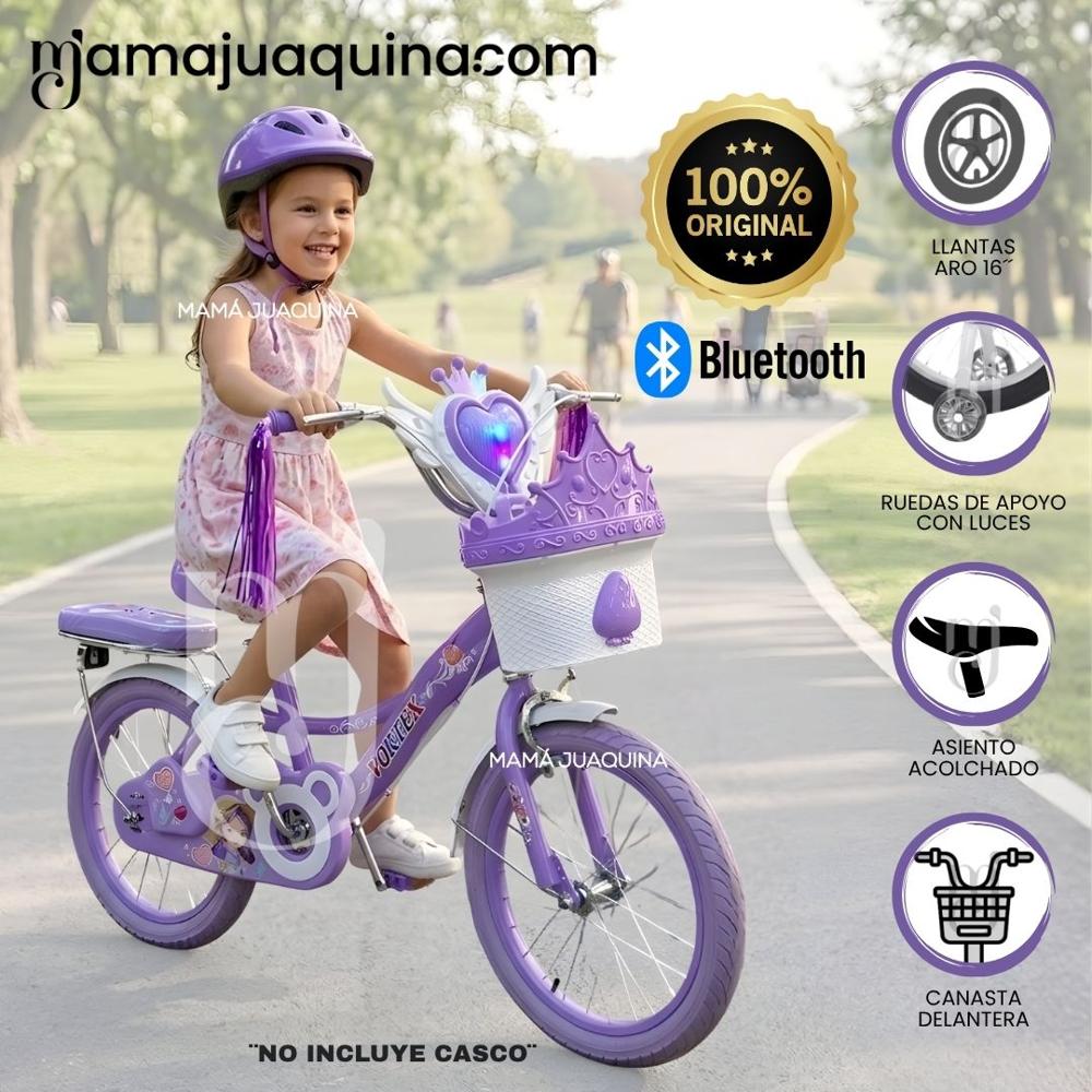 Bicicleta Campera para Niña Aro 16 NERY II con Canasta Purple