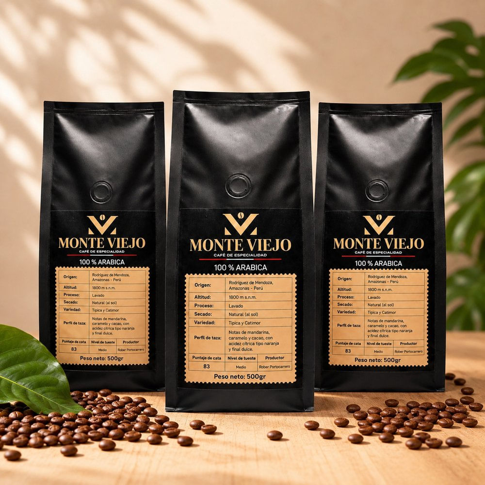Café de especialidad MONTE VIEJO en oferta 3 empaques de 500g  En grano