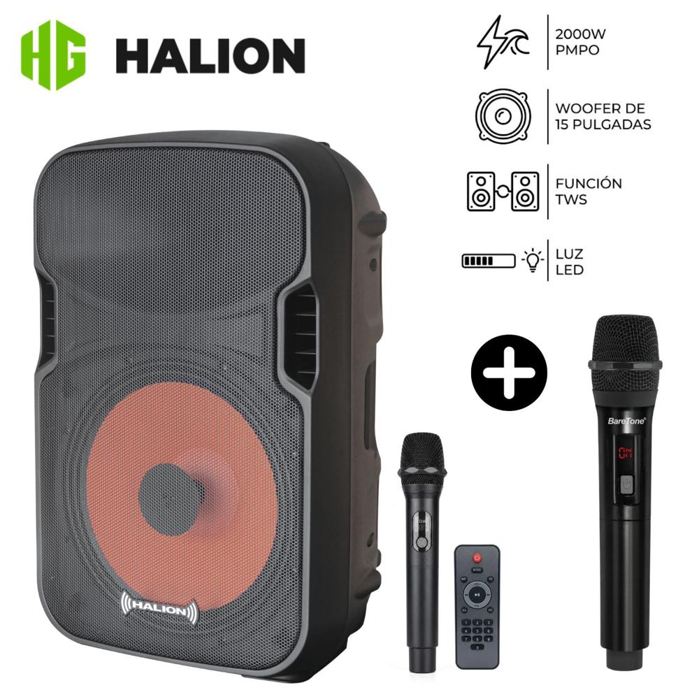 Promo Parlante Profesional Halion AC PHA 15K + Micrófono Inalámbrico Baretone WM 2401