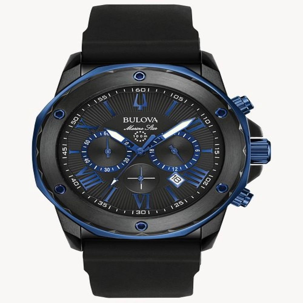 RELOJ BULOVA MARINE STAR CRONOGRAFO NEGRO CON AZUL ELECTRICO