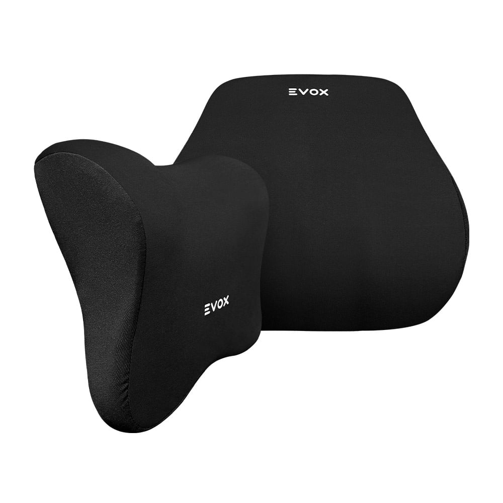 Set de Cojines Ergonómicos Evox WR9-B Lumbar y Cervical Negro