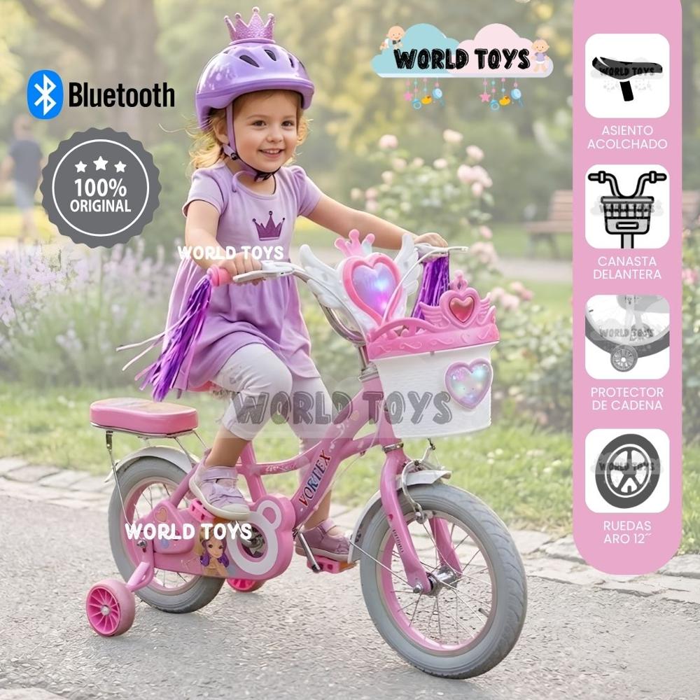 Bicicleta Campera para Niña Aro 12 NERY con Canasta Light Pink