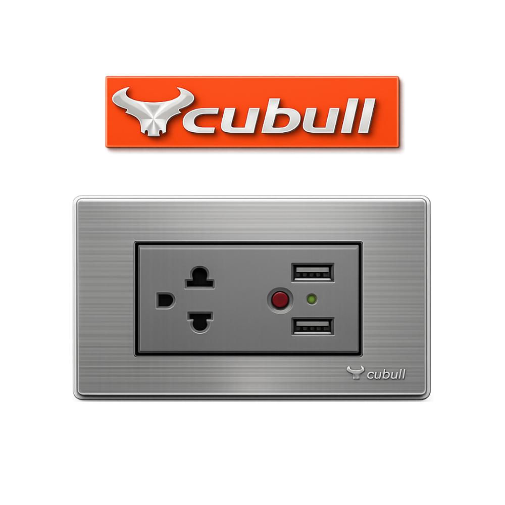 CAJA DE 10 TOMACORRIENTE Y 2 USB EMPOTRABLE PLATEADO