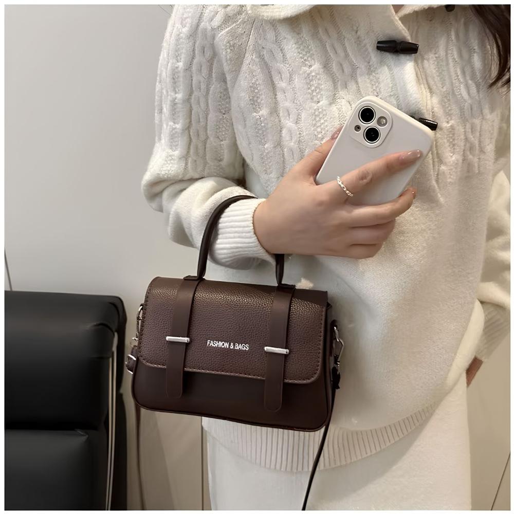 Cartera de Mano Fashion Bags con Asa y Correa Ajustable Estilo Clásico Urbano Marrón