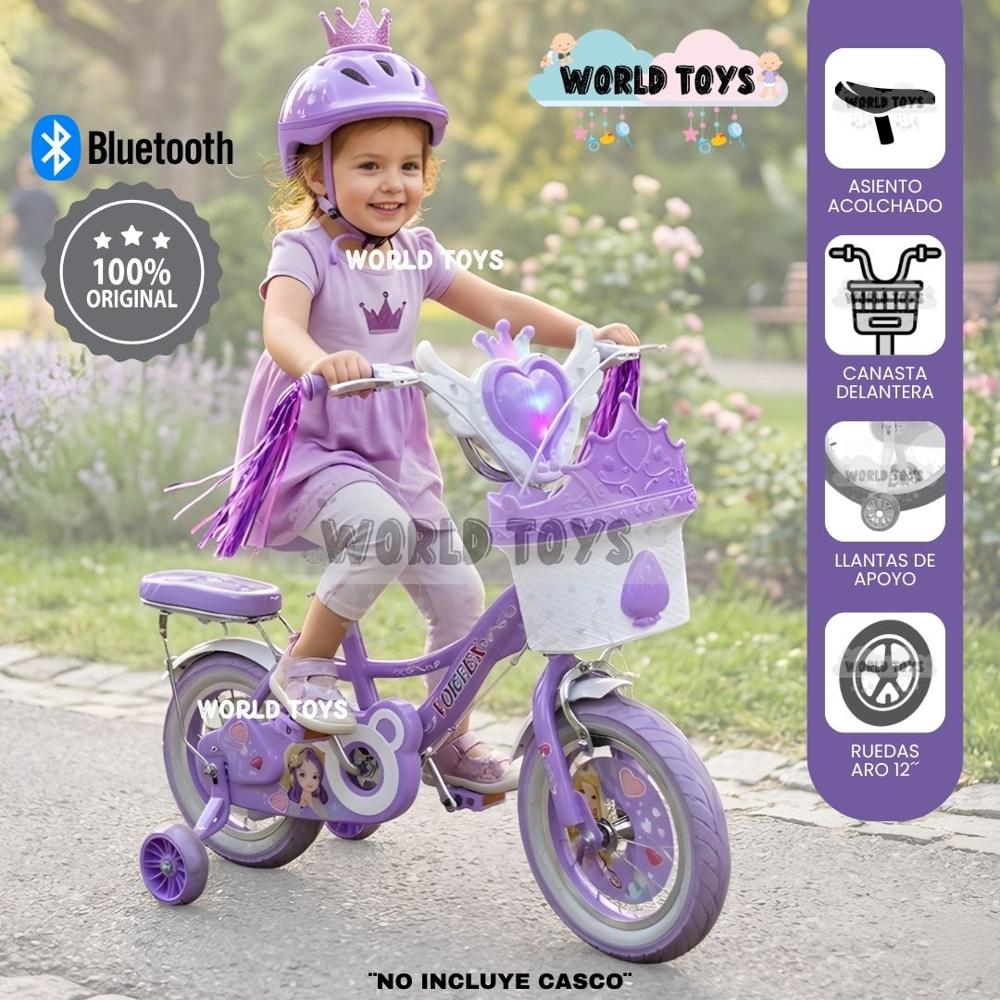 Bicicleta Campera para Niña Aro 12 NERY con Canasta Purple