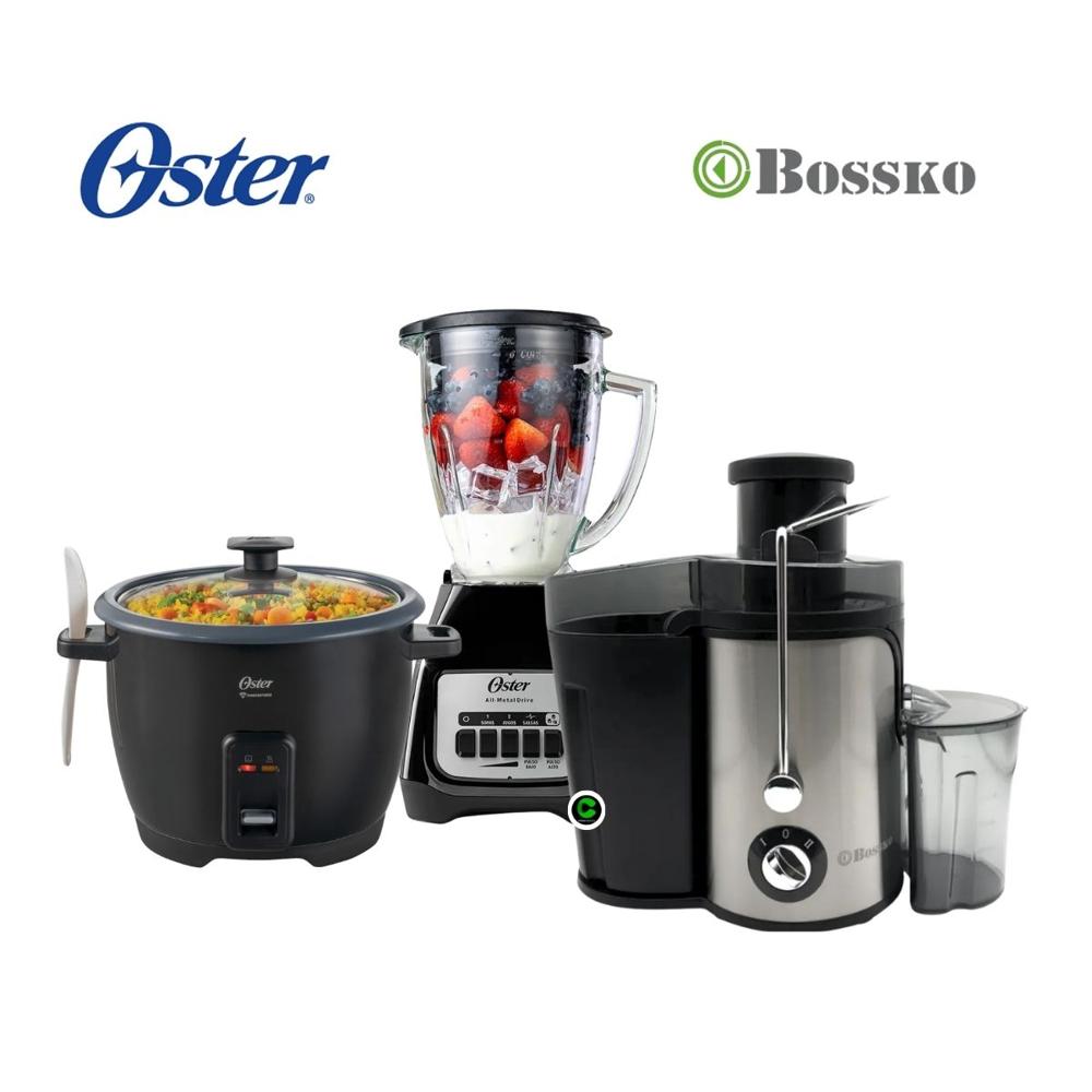 Combo Oster Extractor 500W - Licuadora BLSTKAG 1.5 L - Olla Arrocera 1.8 L