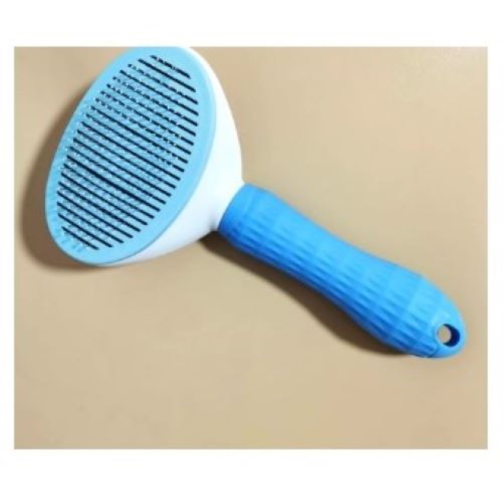 Cepillo con extractor de pelos para mascotas color celeste