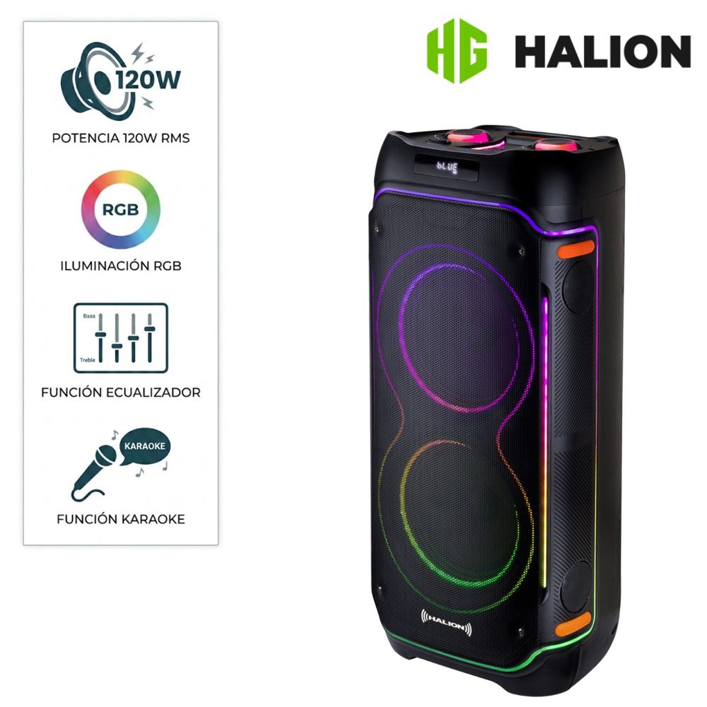 Parlante Torre Halion HA 1045 Mambo TWS USB FM RGB + Micrófono