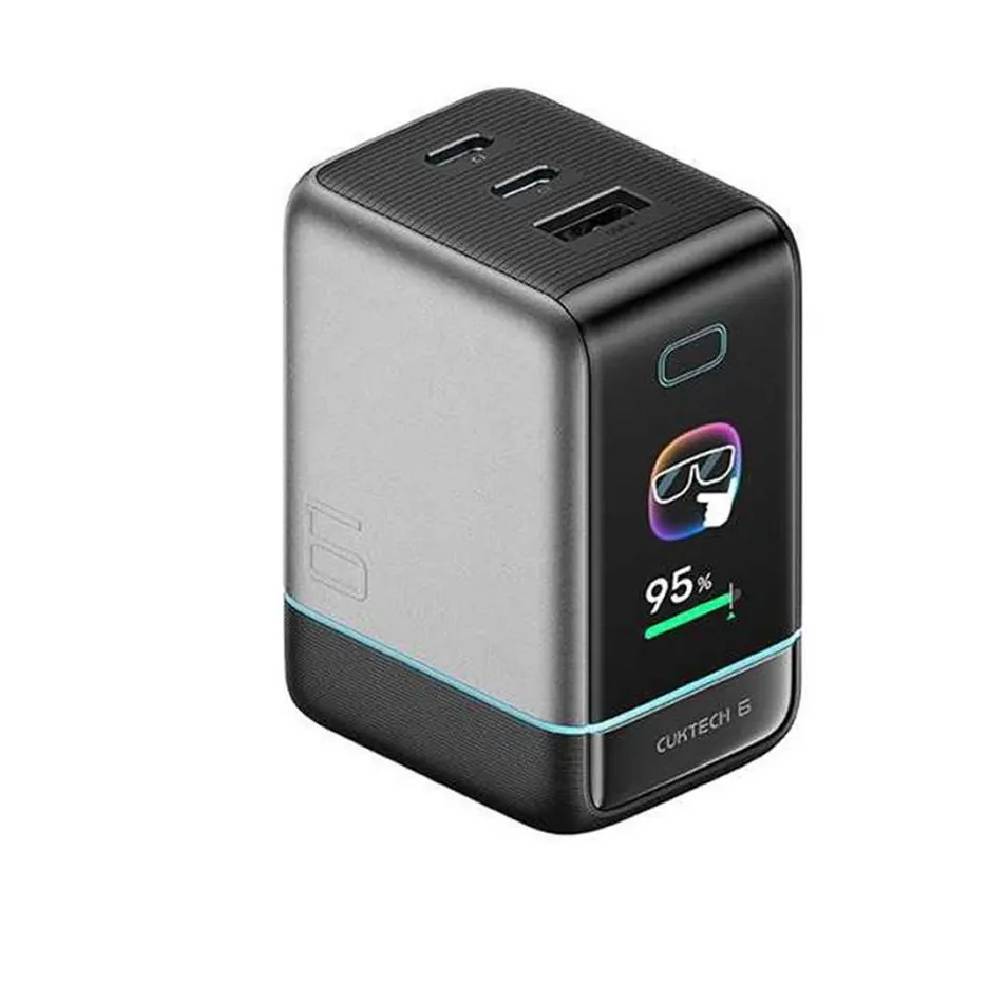 Cargador CUKTECH 6 GaN Ultra AD653U 100W Para Celular Tablet y Laptop con Pantalla TFT