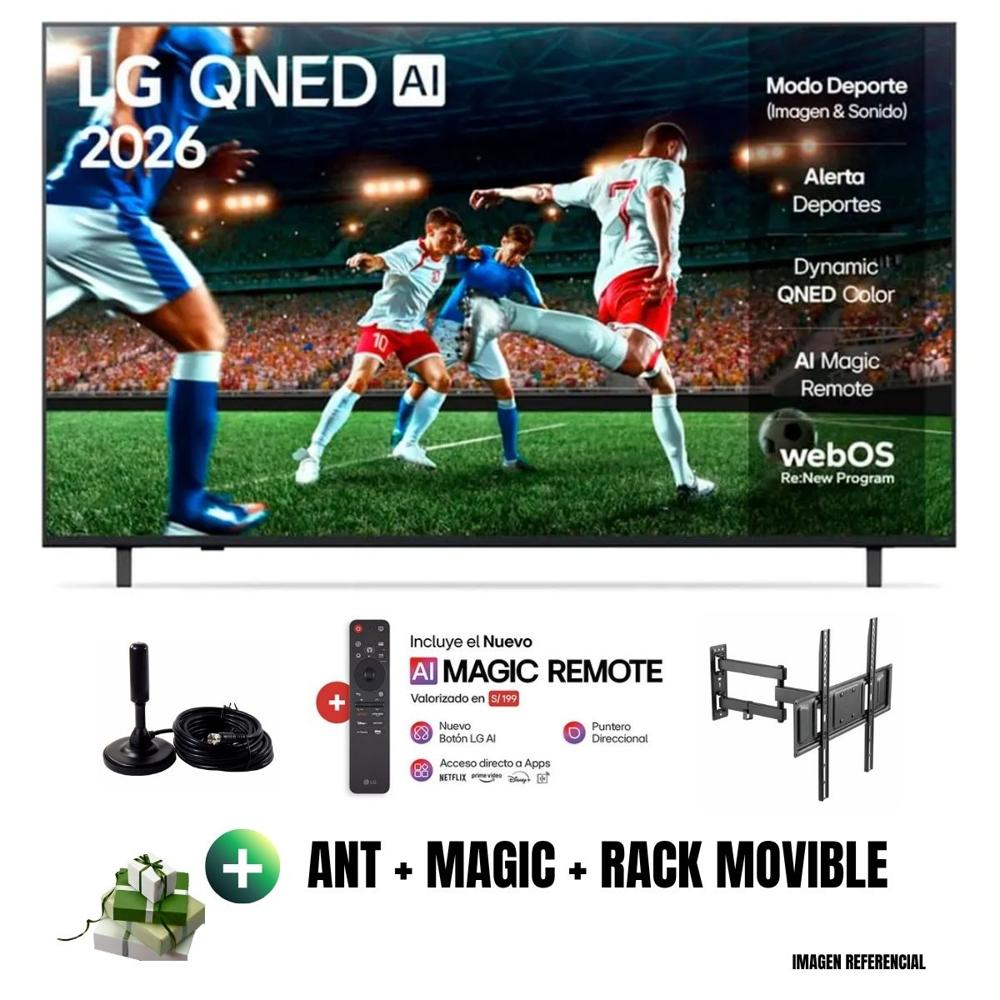 Televisor Smart TV 55'' LG QNED UHD 4K 55QNED73ASA 2026 - Ant - Rack Movible