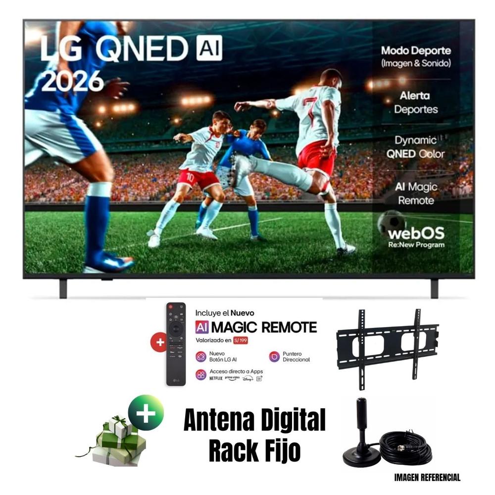 Televisor Smart TV 55'' LG QNED UHD 4K 55QNED73ASA 2026 - Ant - Rack Fijo