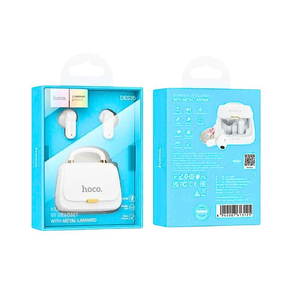 Audífonos Inalámbricos con Estuche Tipo Cartera - Blanco