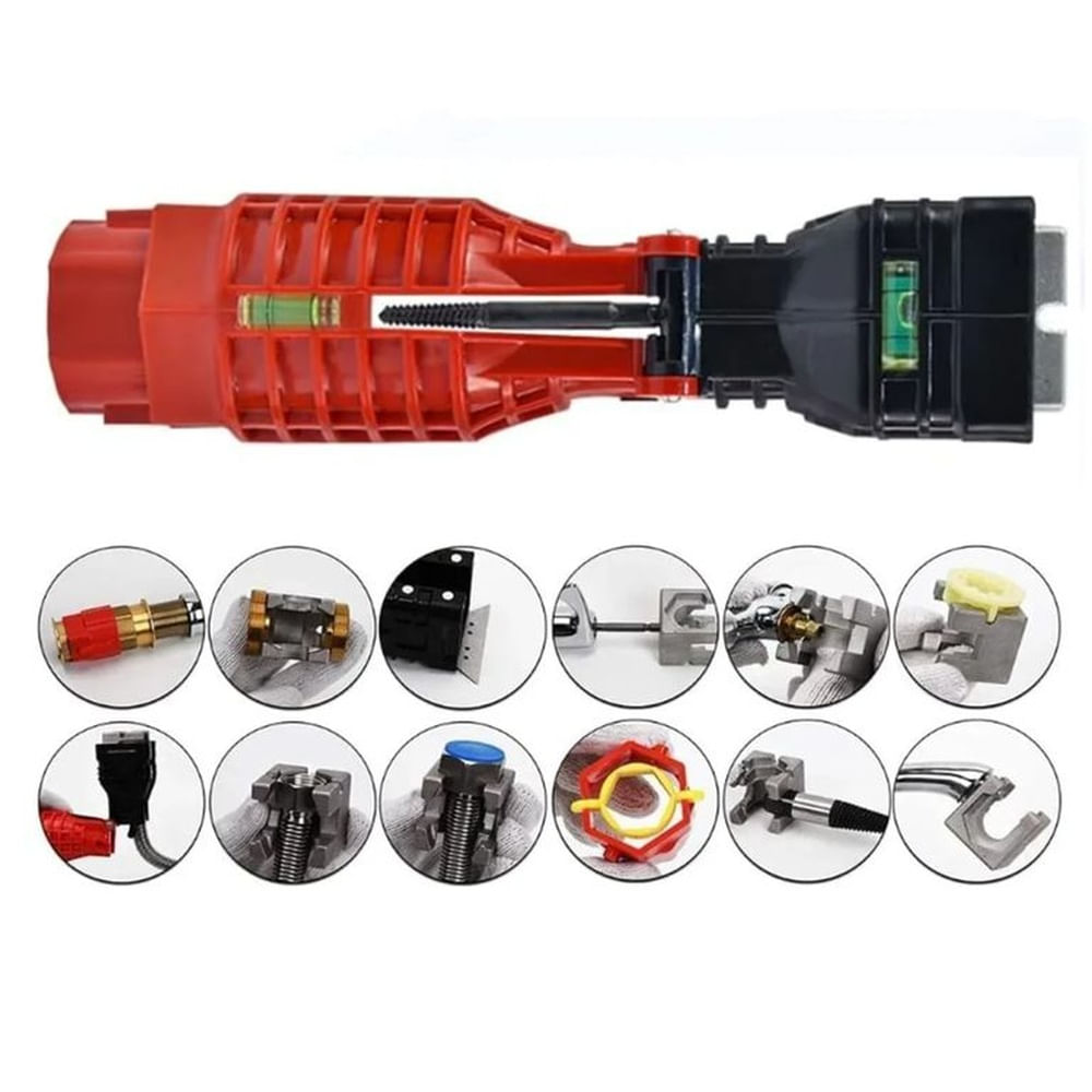 Llave de Gasfiteria Multiusos 18 en 1 Rojo