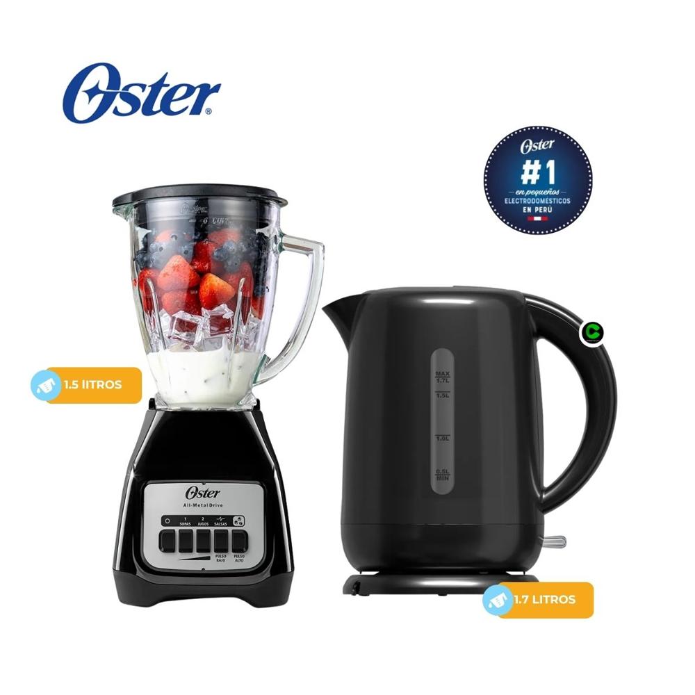 Combo Oster Licuadora BLSTKAG BPB 1.5 Lt - Hervidor BVSTKT3101 1.7 Lt