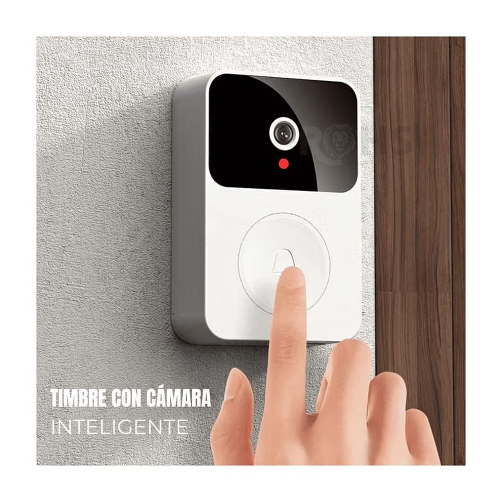 Timbre Inteligente Con Cámara WiFi 180° Con Visión Nocturna Audio Bidireccional Blanco