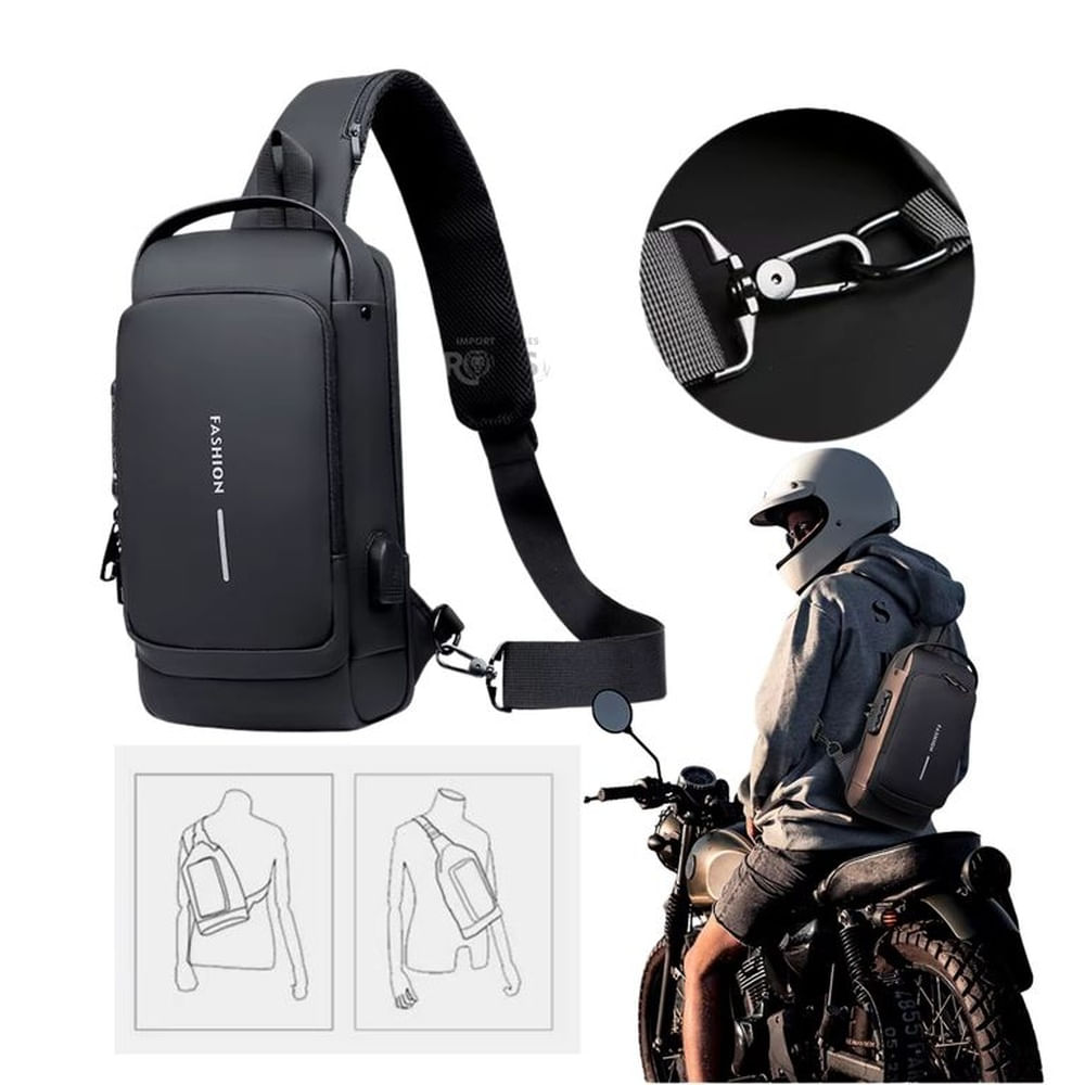 Mochila Pechera Antirrobo con USB Impermeable
