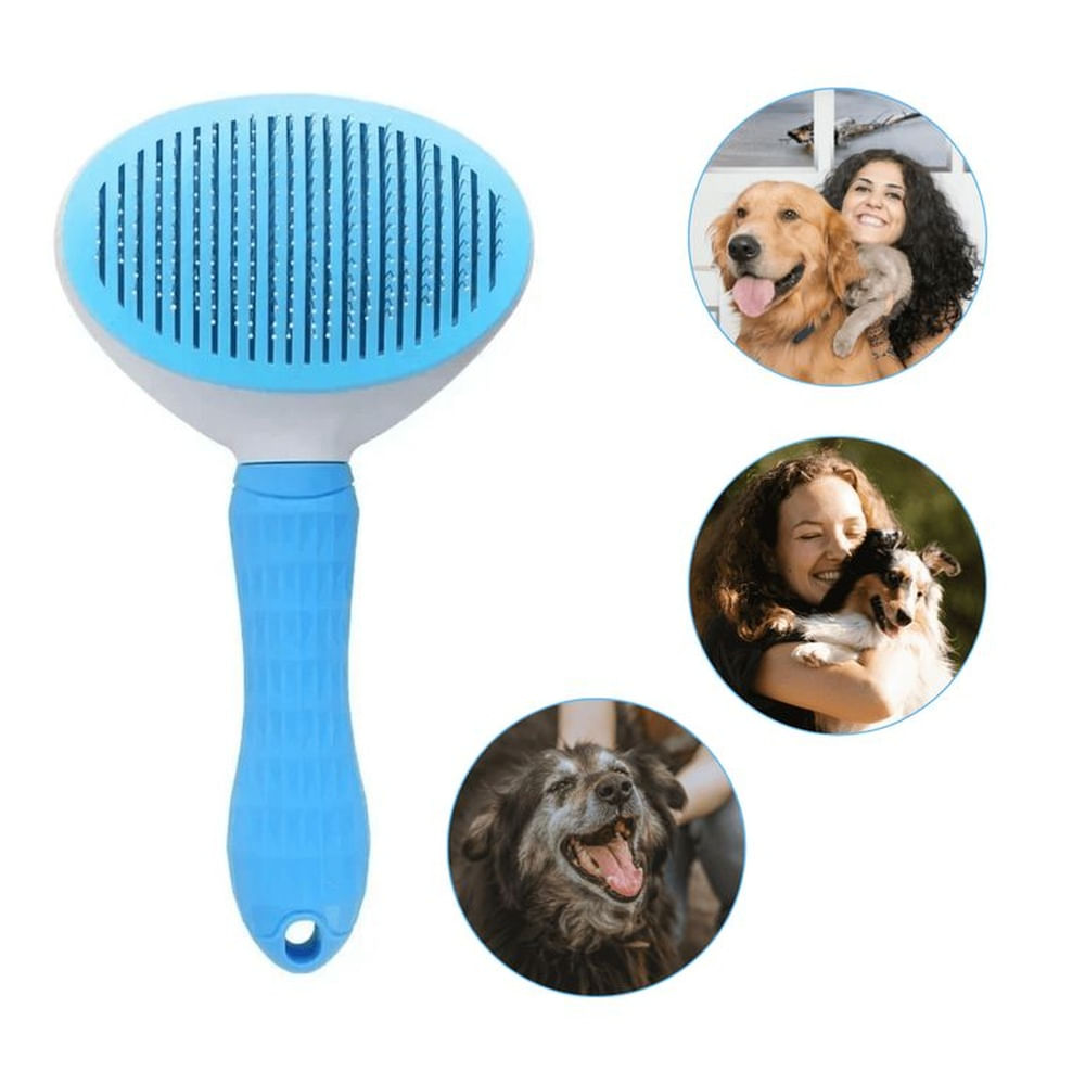 Cepillo para Mascotas con Botón Removedor - Azul Azul