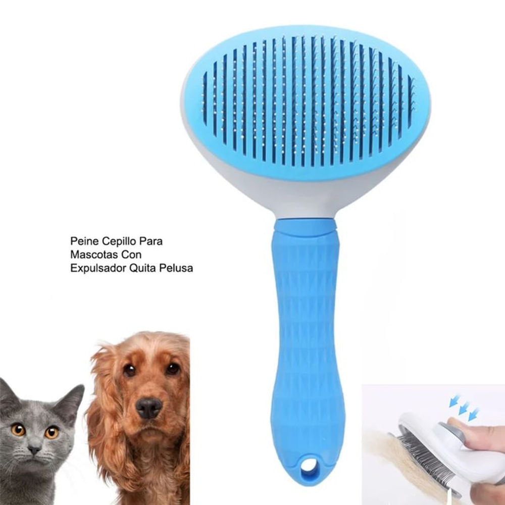 Peine Cepillo para Mascotas desenreda y Limpia al Instante Azul