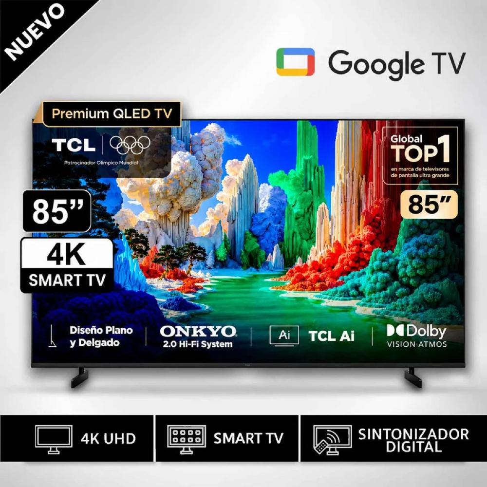 Televisor TCL 85 Qled Premium 85A400 4k Ultra HD Google TV - 144 Hz
