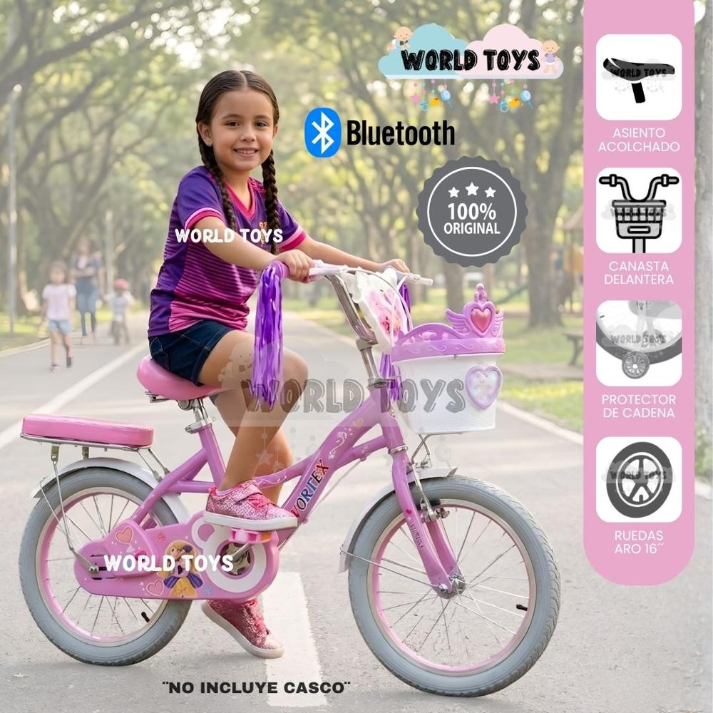Bicicleta Campera para Niña Aro 16 NERY II con Canasta Light Pink