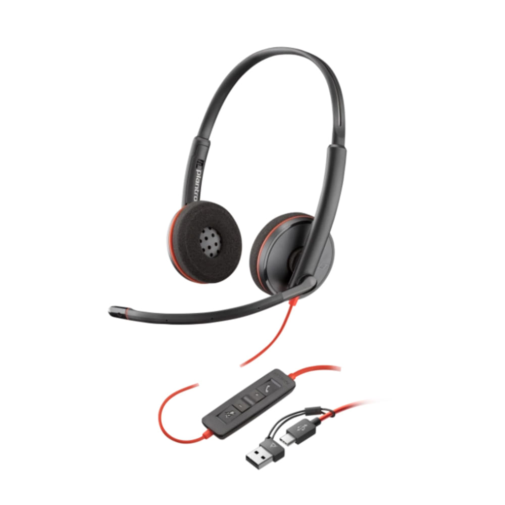 Auriculares Poly Blackwire 3220 estéreo cerrados con micrófono omnidireccional y cancelación de rui