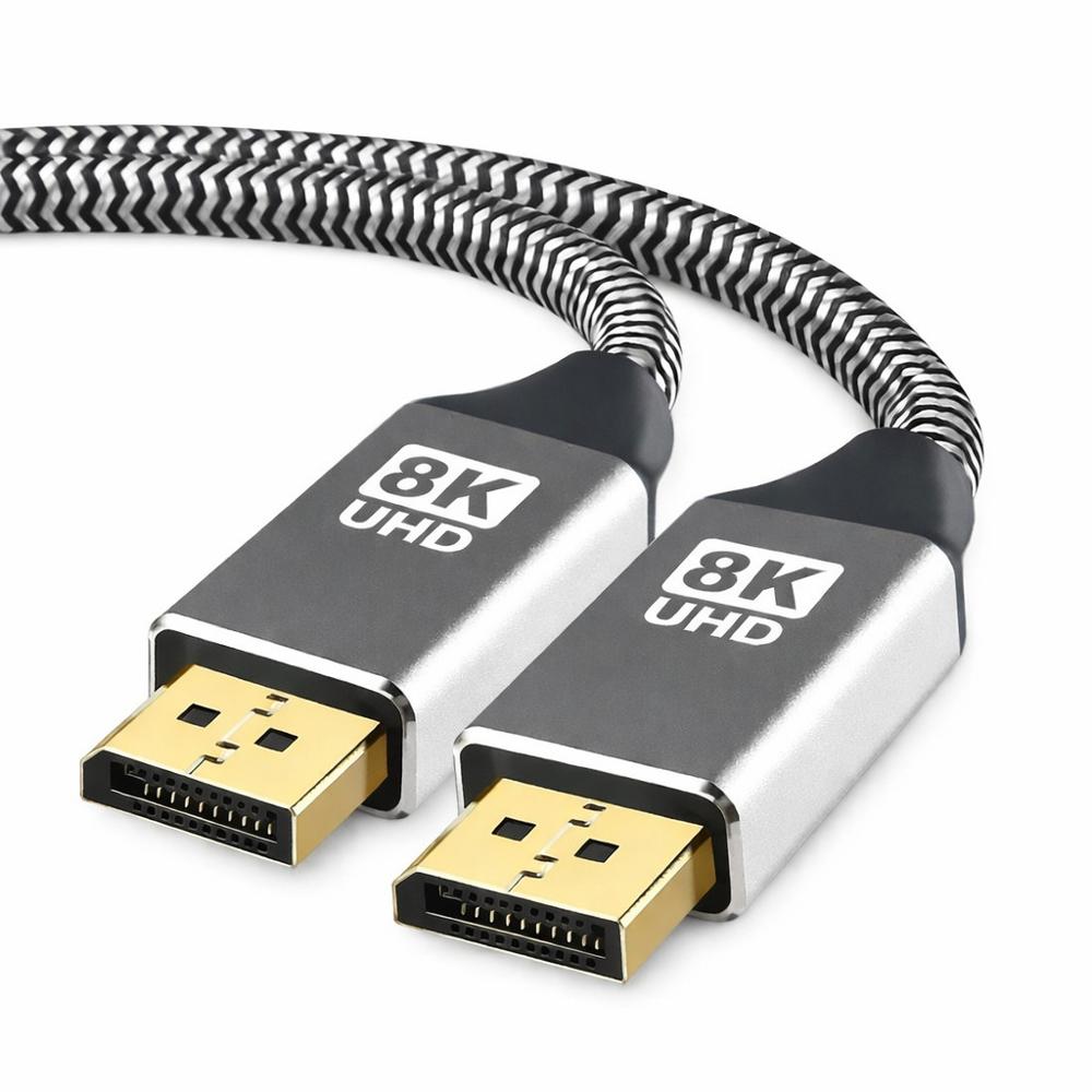 Cable DisplayPort 1.4 8K 4K 144Hz Gaming 2 Metros Trenzado Para PC Monitor Gamer