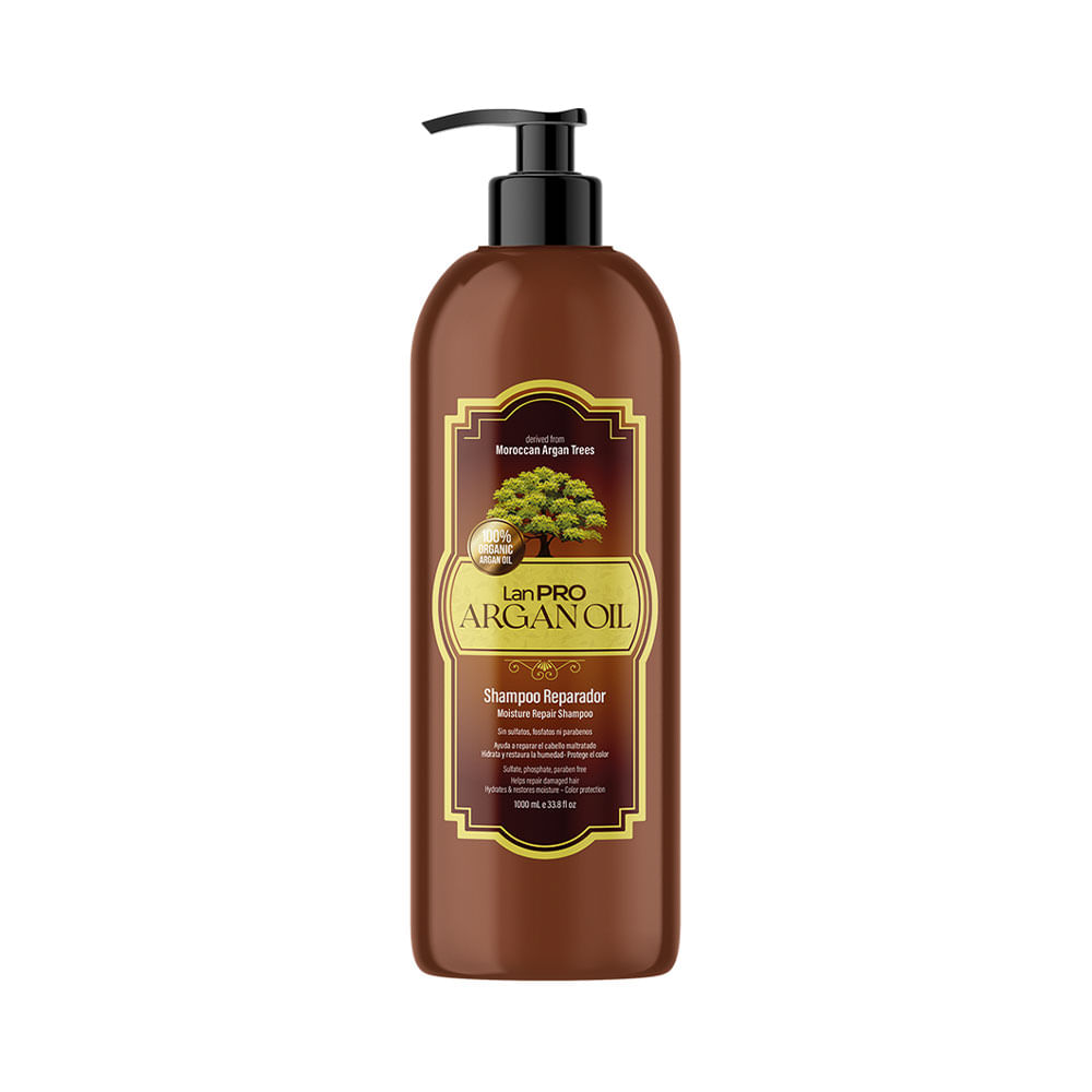 Shampoo Lanosterin LanPRO Argan Oil Reparador para cabello dañado 1L