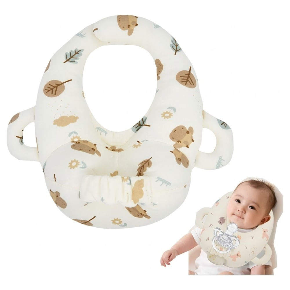 Almohada de Soporte para Biberón de Vaquita y Arboles Beige