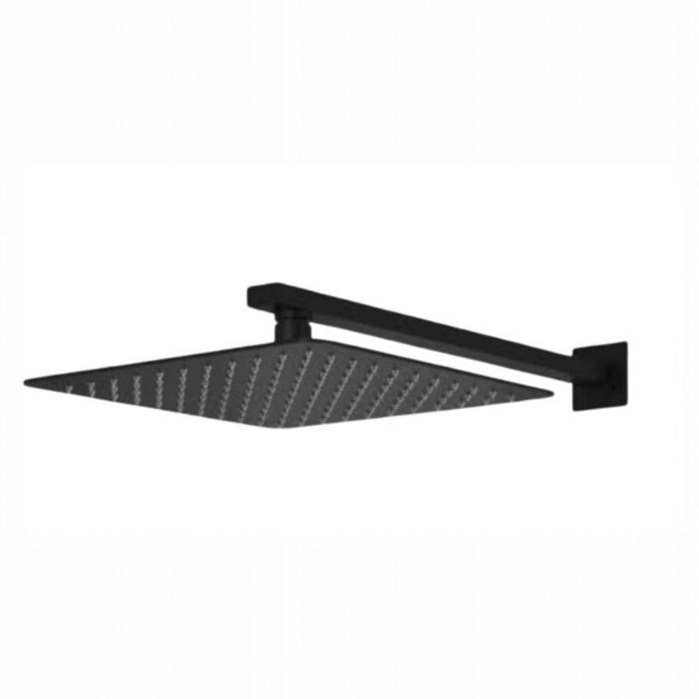 Cabezal Ducha Española 25cm Negro Mate Acero inoxidable  y Brazo 50cm