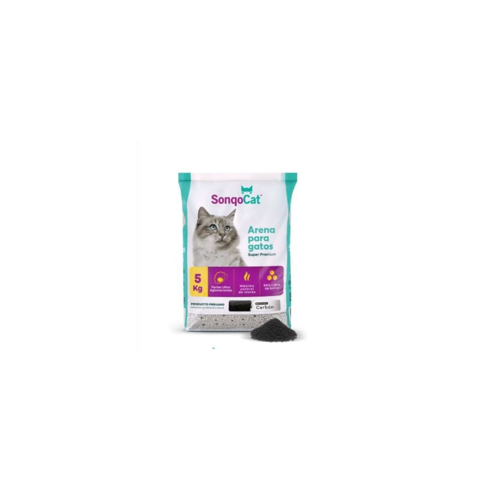 Arena para Gatos SonqoCat Premium 5 kg - Perlada con Carbón Activado