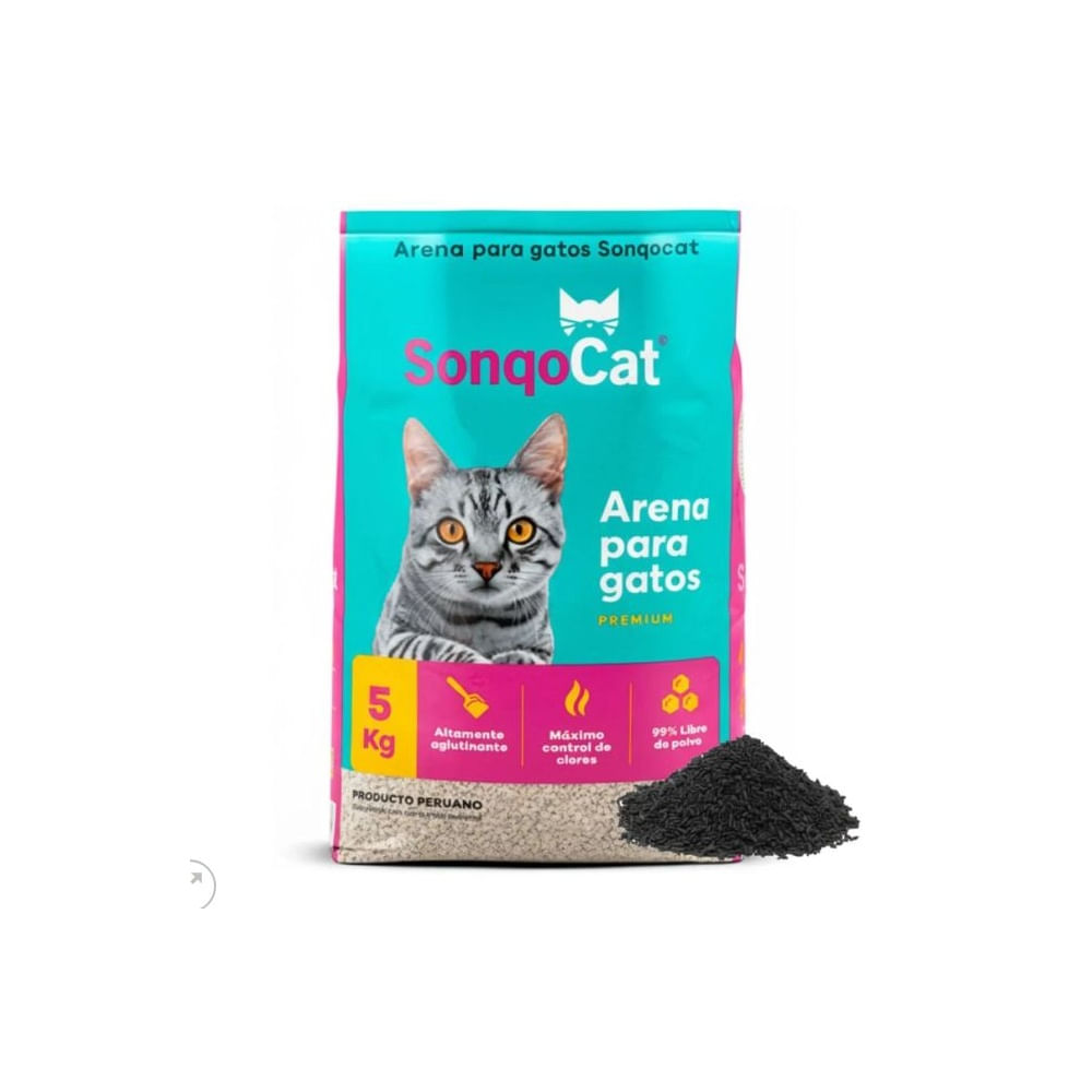 Arena para Gatos SonqoCat Premium 5 kg - Granulada con Carbón Activado