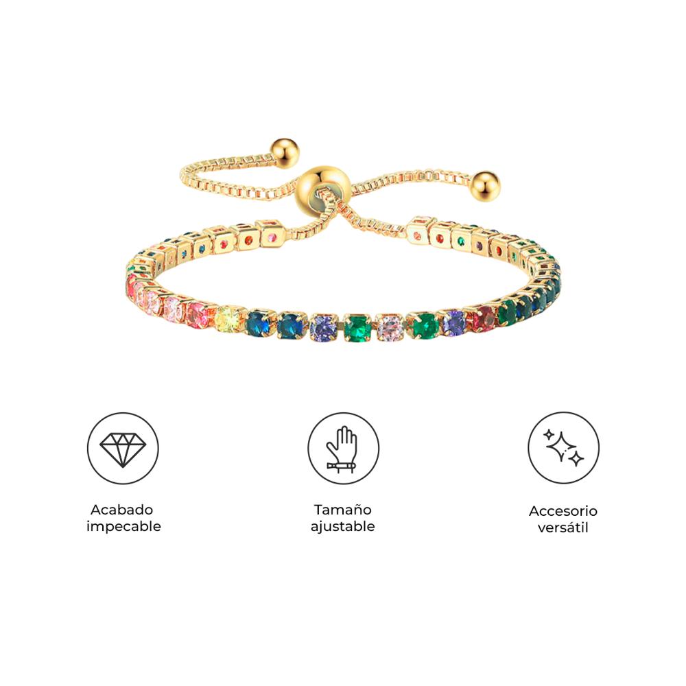 PULSERA AJUSTABLE MUJER BYC-06 CIRCONIA COLORIDA 3MM