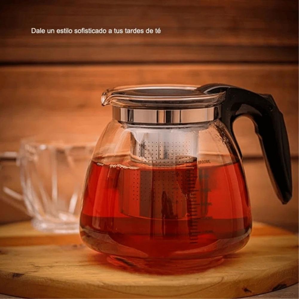 Tetera de Vidrio Infusor de Té con Filtro 1100ML.