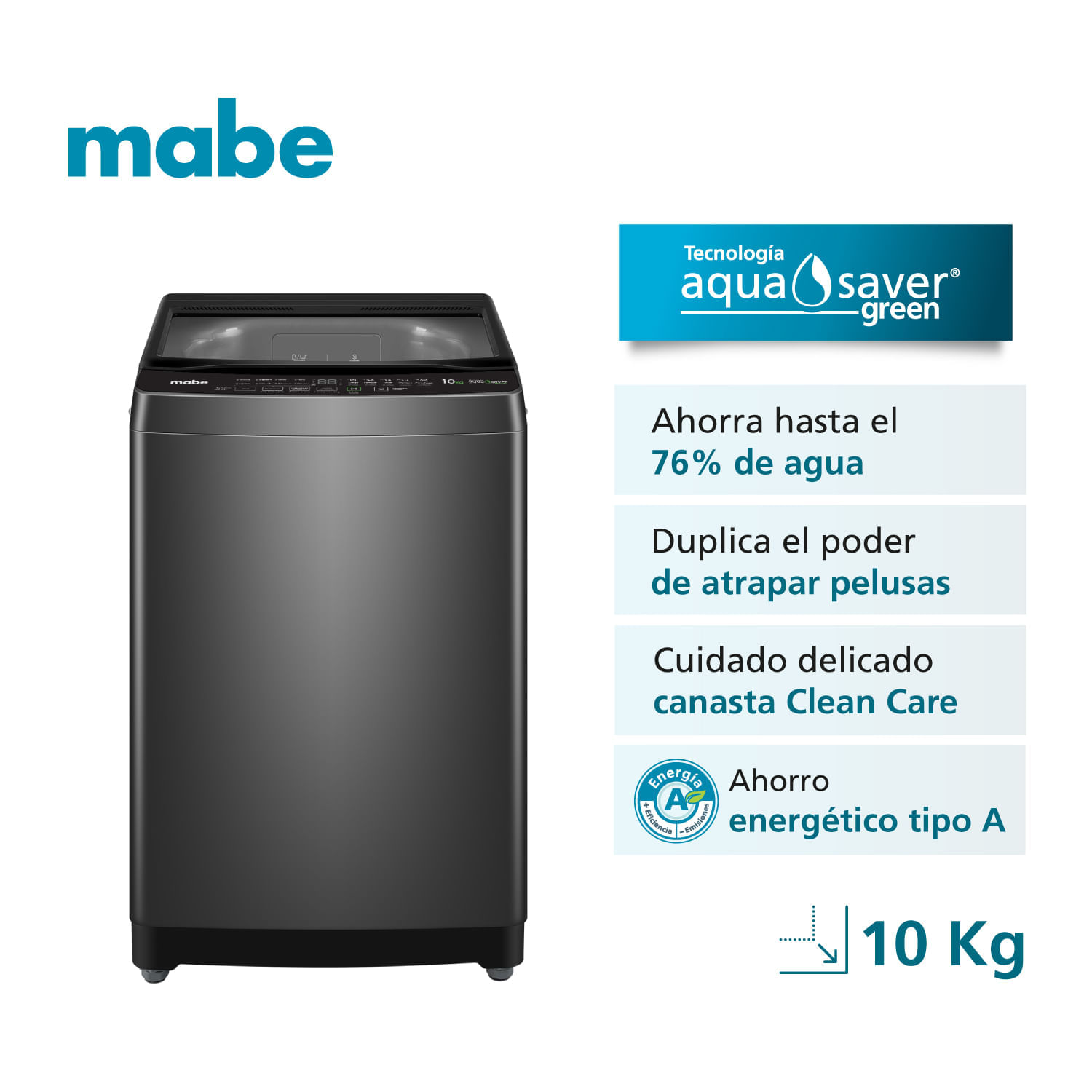 Lavadora Mabe 10 Kg LMAP0120WDGBB0 Negro