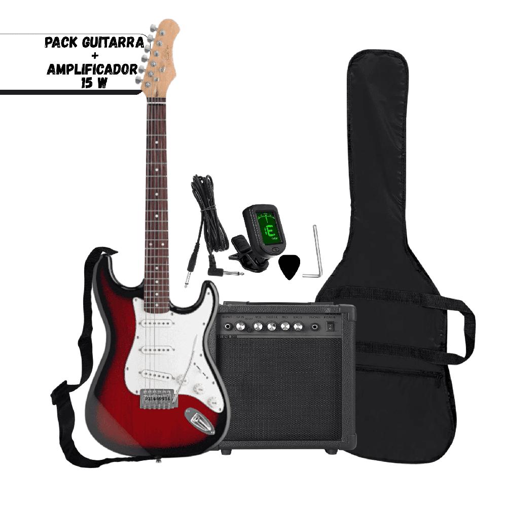 Pack Guitarra Electrica color Rojo con Amplificador y accesorios
