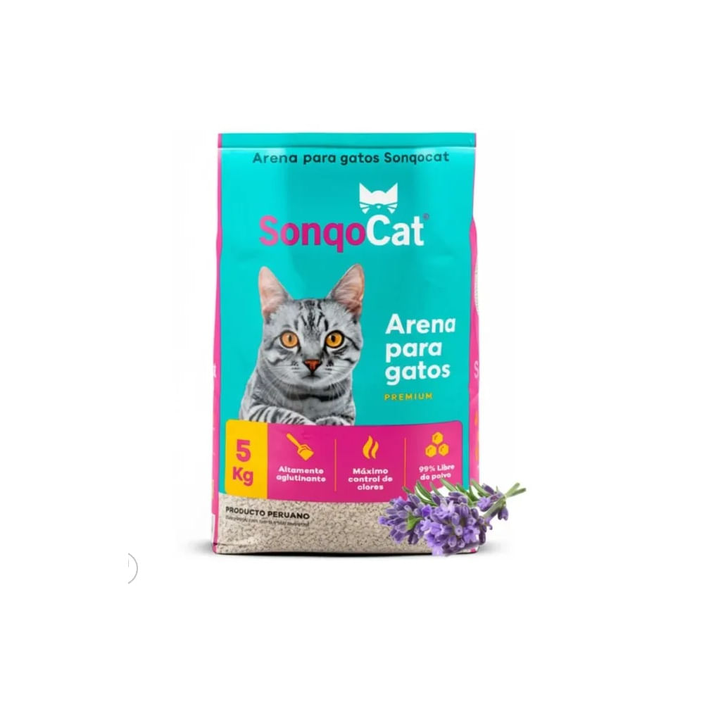 Arena para Gatos SonqoCat Premium 5 Kg - GRANULADA - AROMA LAVANDA