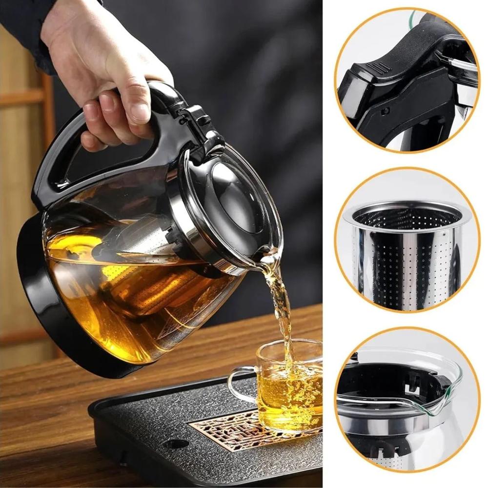 Tetera de Vidrio Infusor de Té con Filtro 2000ML.