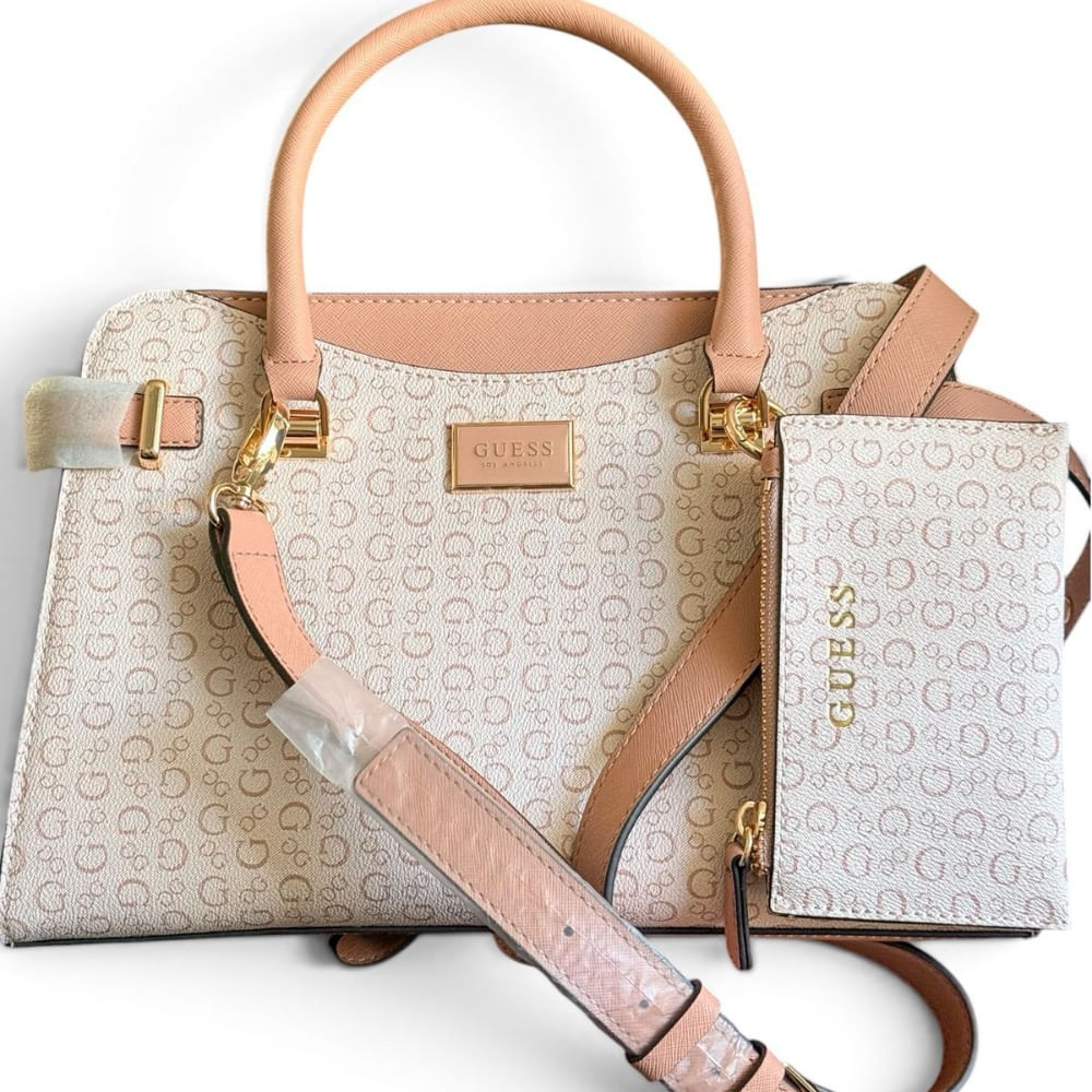 CARTERA GUESS SATCHEL ROSADO CON MONEDERO