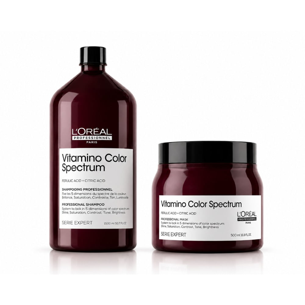 Loreal Vitamino Color Spectrum pack mantenimiento de color shampoo 1500 ml y mascarilla 500 ml
