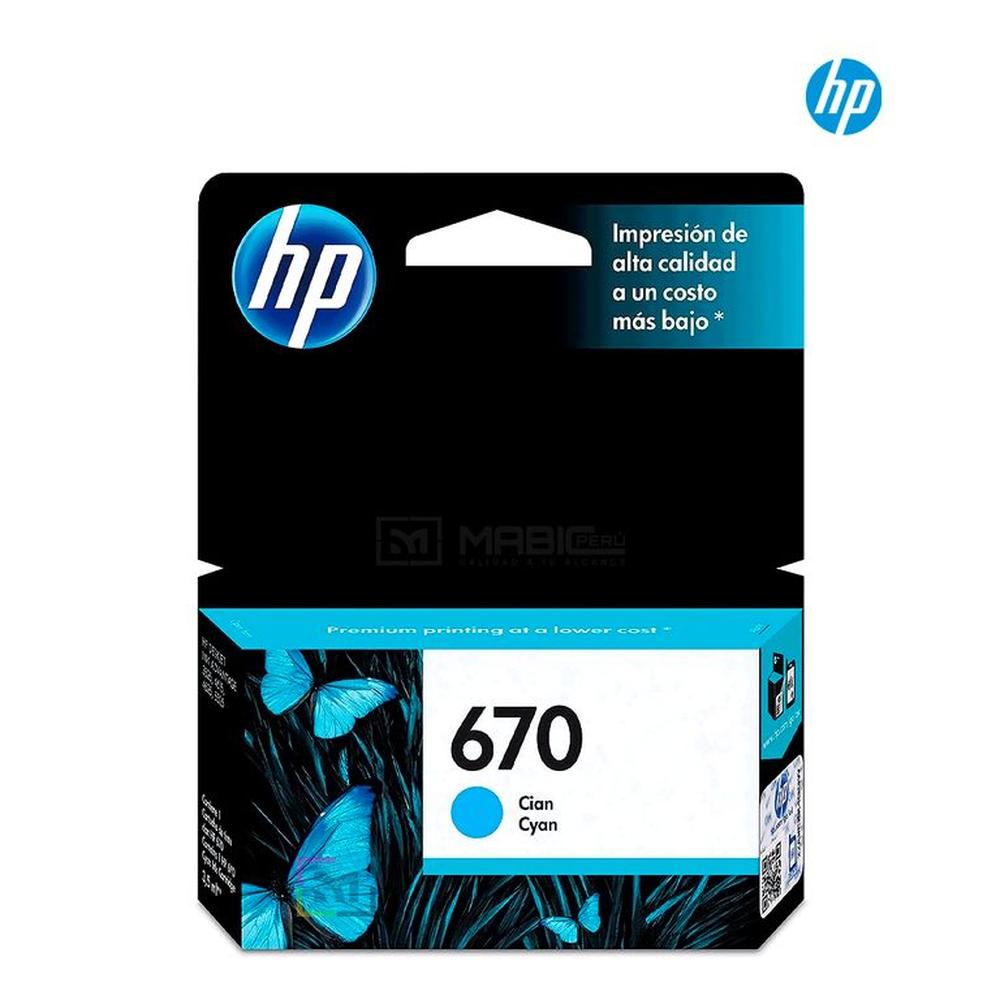 Cartucho de Tinta HP 670 Cian CZ114AL Original