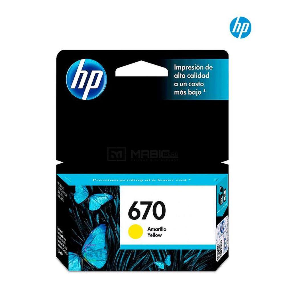 Cartucho de Tinta HP 670 Amarillo CZ116AL Original