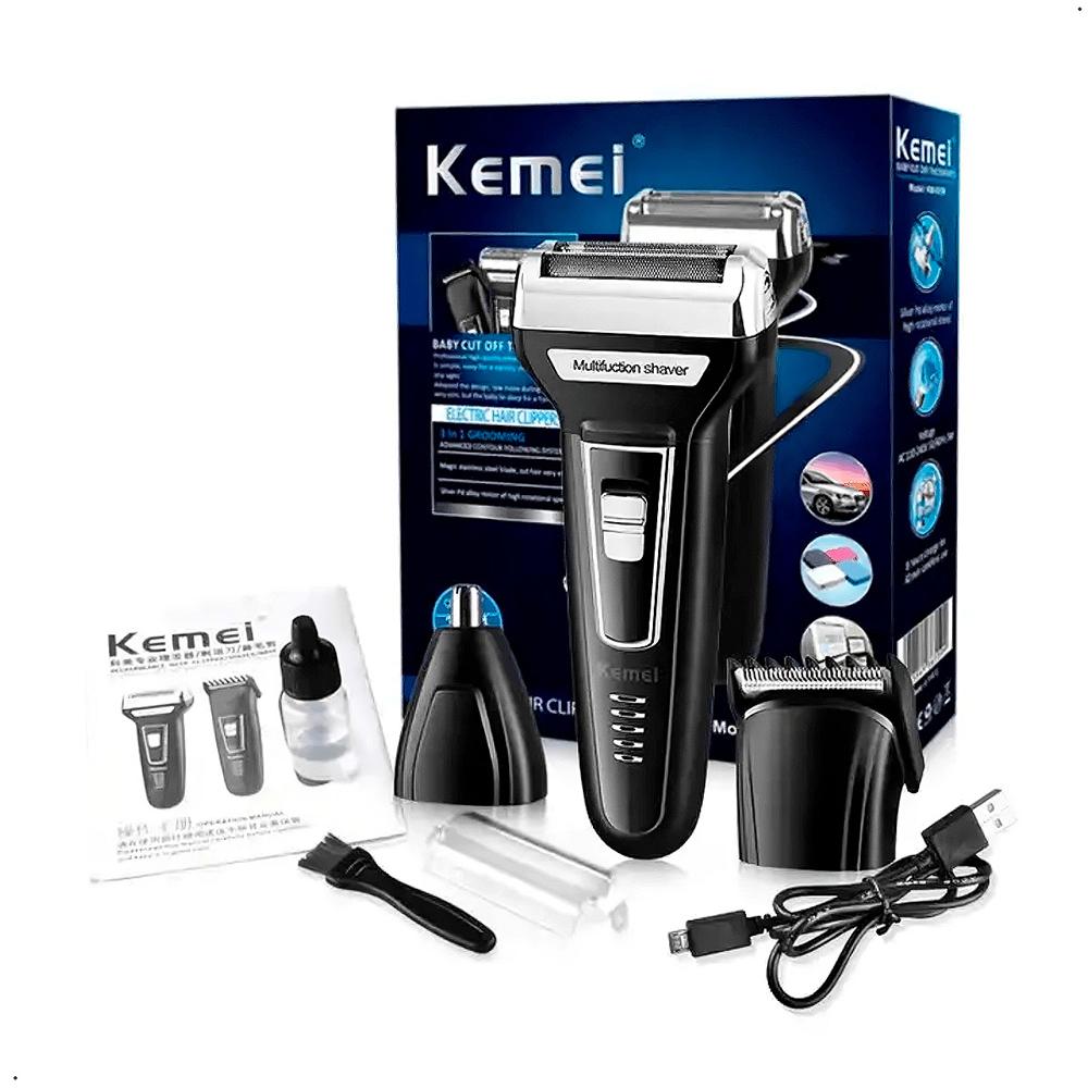 Rasuradora Y Cortadora De Pelo Kemei KM 6559 Inalambrico 3 En 1