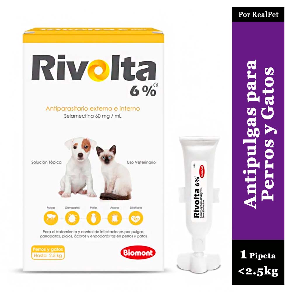 Pipeta Antiparasitario Antipulgas Rivolta Perro Gato <2.5 kg