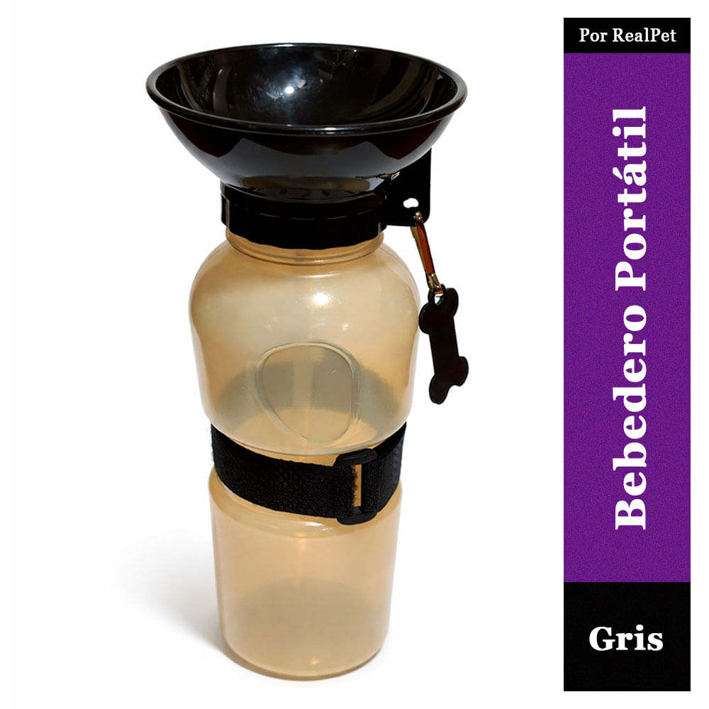 Bebedero Portátil para Perros Color Gris