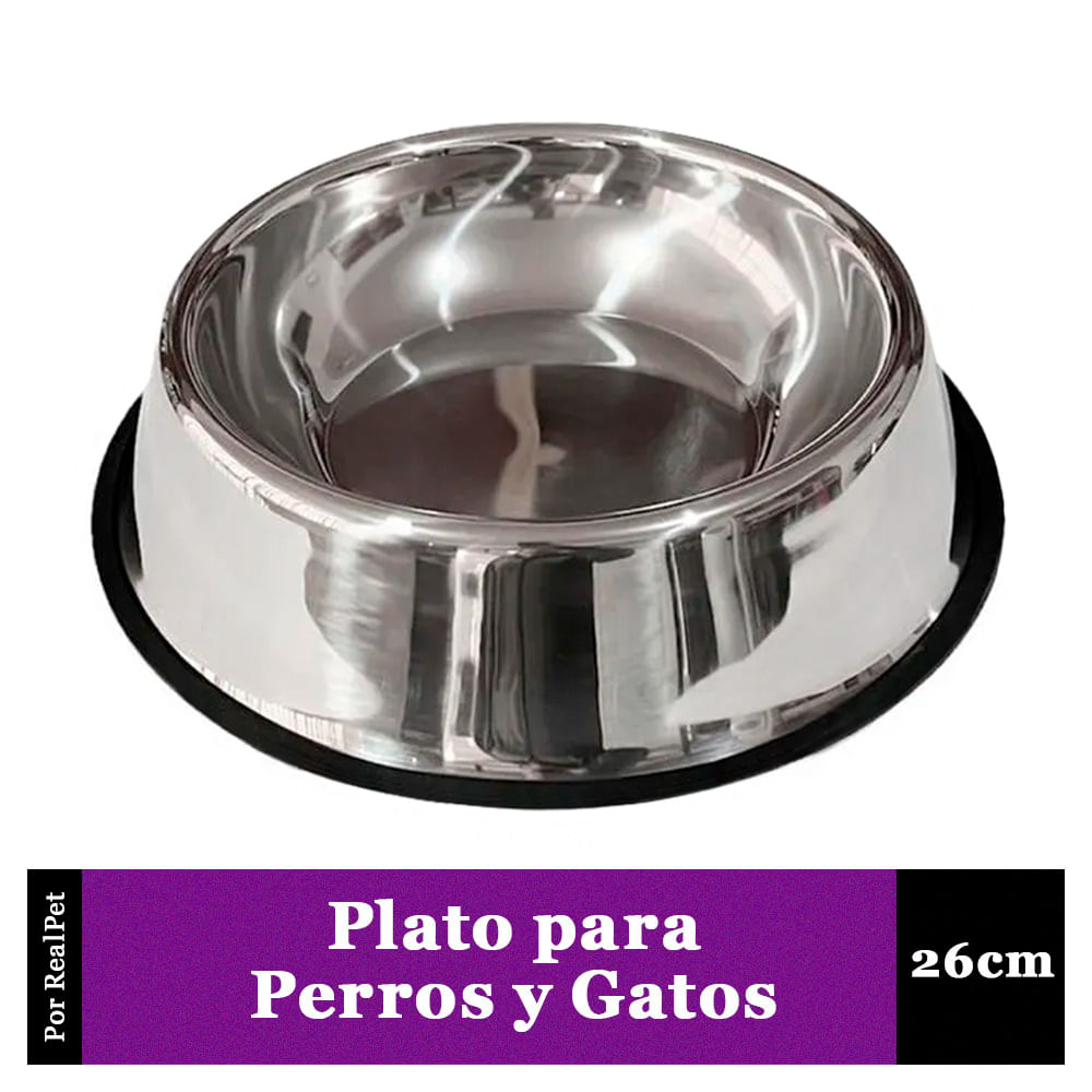 Plato Grande de Acero para Perros 26 x 5.5 cm