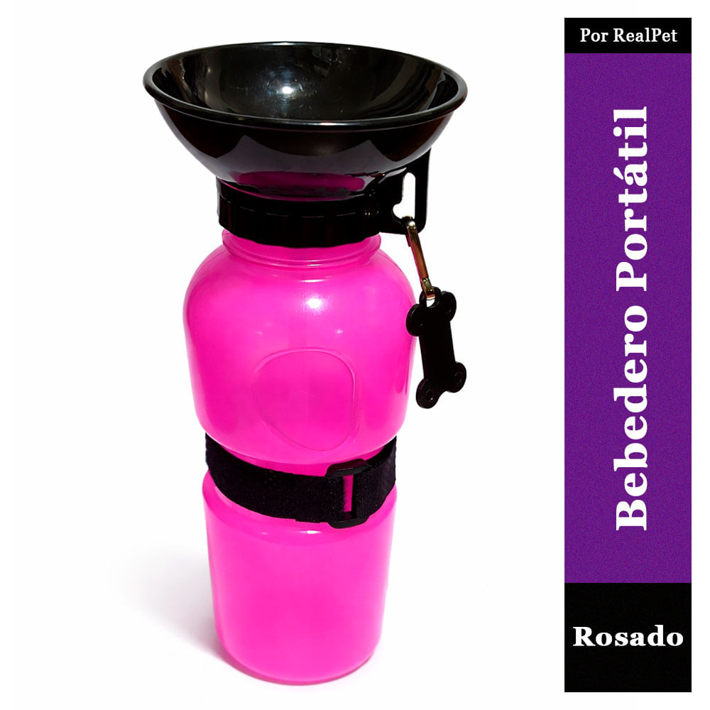 Bebedero Portátil para Perros Color Rosado